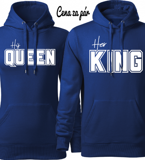Mikiny Jeho kráľovná Jej kráľ mikiny pre páry (King a Queen)