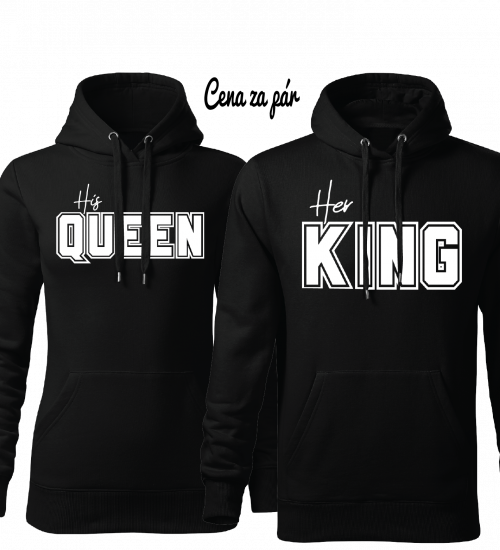 Mikiny Jeho kráľovná Jej kráľ mikiny pre páry (King a Queen)