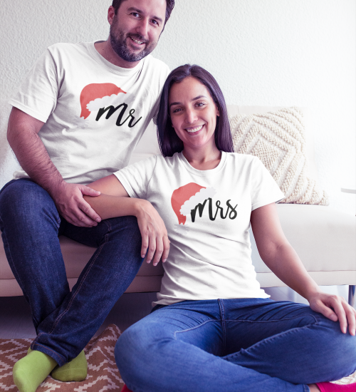Vianočné tričká pre páry Mr. a Mrs.