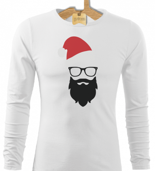 Tričko pánske dlhý rukáv Hipster santa