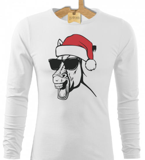 Tričko pánske dlhý rukáv Santa kôň