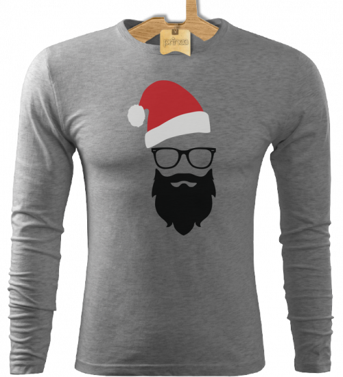 Tričko pánske dlhý rukáv Hipster santa