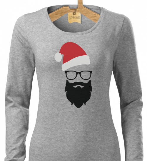 Tričko dámske dlhý rukáv Hipster santa