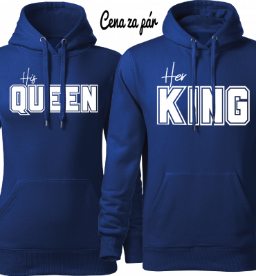 Mikiny Jeho kráľovná Jej kráľ mikiny pre páry (King a Queen)