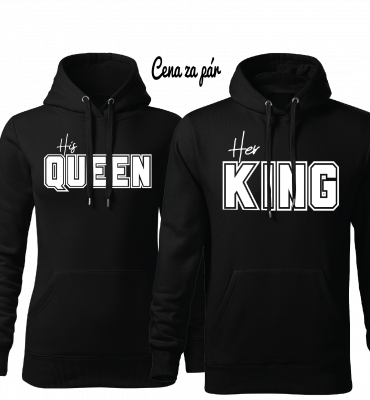 Mikiny Jeho kráľovná Jej kráľ mikiny pre páry (King a Queen)