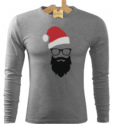 Tričko pánske dlhý rukáv Hipster santa